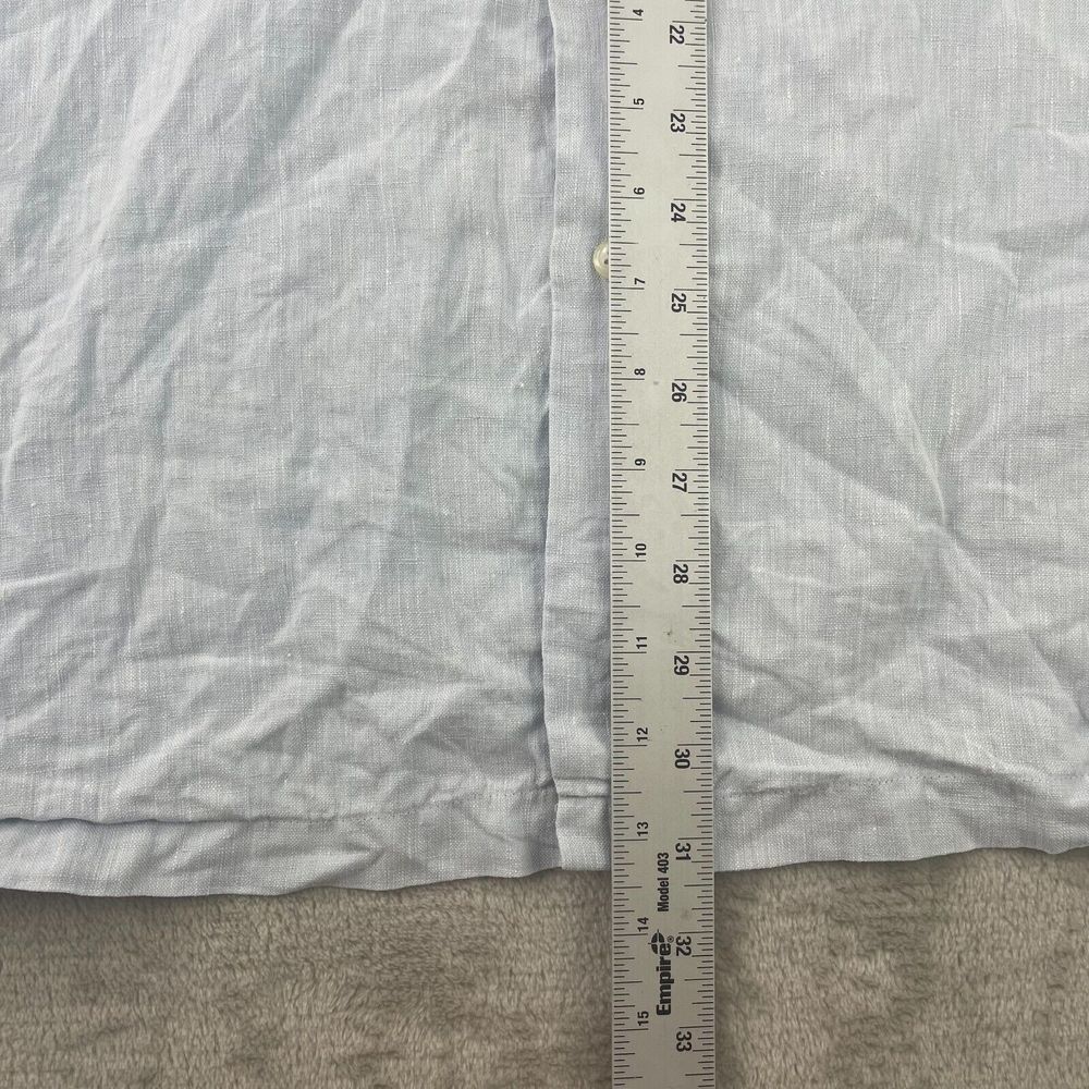 Brooks Brothers Shirt Men 4XL Light Blue 100% Linen Short Sleeve Oxford Sport - Picture 8 of 8